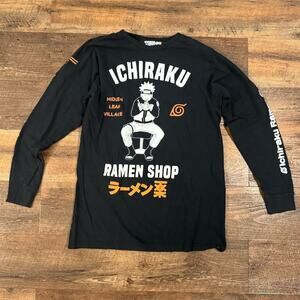 Naruto Shippuden Ichiraku Ramen Shop Long Sleeve Anime T-Shirt Black M READ